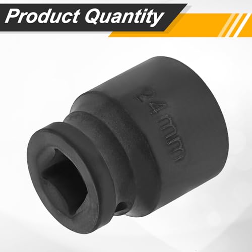 Image of HARFINGTON 1 /2 inch Drive x 24mm Shallow Impact Socket 12-Point Metric CR-V Steel Spindle Nut Impact Flip Sleeve for Home Auto Nuts Bolts Repair