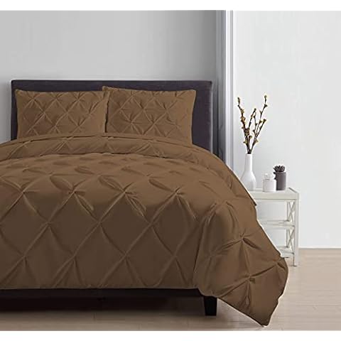 Pinch Pleated Duvet Cover Taupe Pinch 3 Piece Duvet Cover Oversized Super King Size (120" x 98") Inch 100% Cotton 800 TC with Zipper Closure & Corner Ties for Luxury Duvet Cover Cover