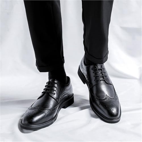 Men's Lace up Brogue Dress Shoes Genuine Leather Business Casual Formal Office Work Soft Sole Spring British Style Wedding Groom Footwear3