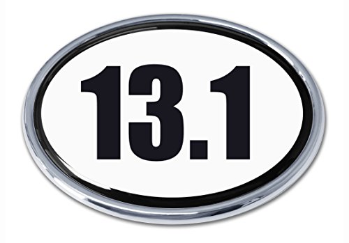 Image of Elektroplate 13.1 Half Marathon Oval Black & White All Metal Emblem for Cars, Trucks, and All Auto | Universal Fit at 3.6 inch x 2.5 inch | Weatherproof