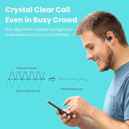 Image of MOOR Black OpenWave Open Ear Headphones Bluetooth 5.3 Wireless Earbuds, 40H Playtime ENC Noise Cancelling Earbuds with 16.2mm Dynamic Drivers for Premium Stereo Sound IPX4 Waterproof Earbuds