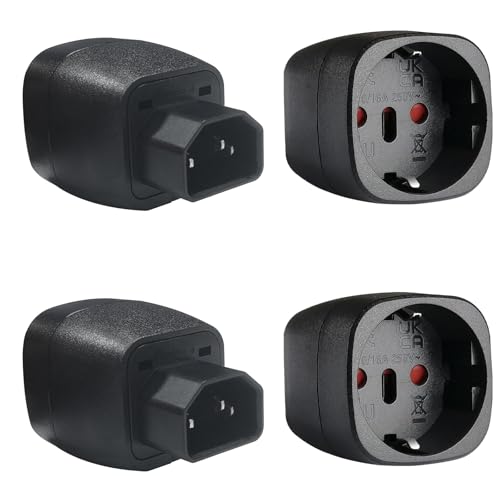 MejaRizon Spina EU a C14, 4 connettori per dispositivi a freddo, da C14 a CEE7, 250 V/10 A, adattatore Schuko CEE, spina IEC adatta per data center, unità PDU, piccoli server, dispositivi di rete e