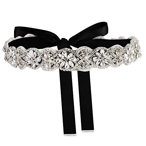 yanstar Handmade Wedding Belt Bridal Belts and Sashes Crystal Rhinestone Ribbon Belt for Wedding Dress Bridesmaid Prom Gowns