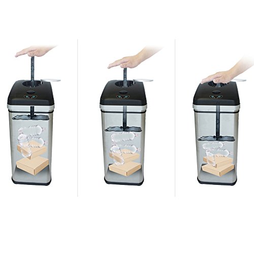 image for HALO 13 Gallon Touchless Trash Compactor Automatic Trash Can, Stainles