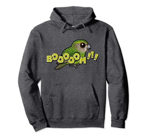 Endangered Kakapo of New Zealand Cute Cartoon Parrot BOOOOOM Pullover Hoodie