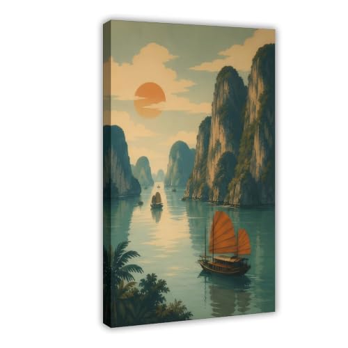 Poster Baie de Ha Long tableau paysage Vietnam pour décoration murale salon