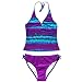 FEESHOW Big Girls Tie-Dye Swimsuit 2 Piece Halter Tankini Swimwear Bathing Suit Size 10 Purple