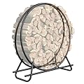 VAMFUTRE Metal Pipe Firewood Rack Circle - Black Steel Log Holder for Indoor and Outdoor Use, Durable Firewood Storage Organizer for Fireplace, Patio, or Backyard (3.3 FT Diameter Rack)