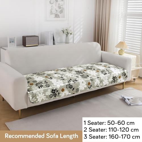 Image of HOKIPO 'Elira Series' Digitally Printed Water Repellent + Waterproof Sofa Seat Mat Cover for 1 Seater Sofa - Feather Brown Floral (NEW-AR-5241-C1*1)