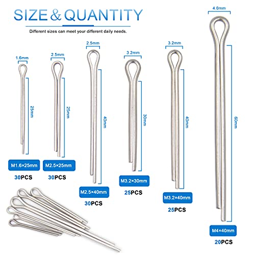 BESTYCHAO 160pcs Kit di Assortimento di Coppiglie