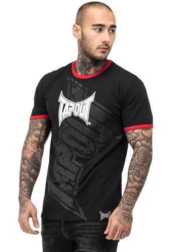Tapout Trashed Camiseta, Negro, Rojo y Blanco, M Hombres