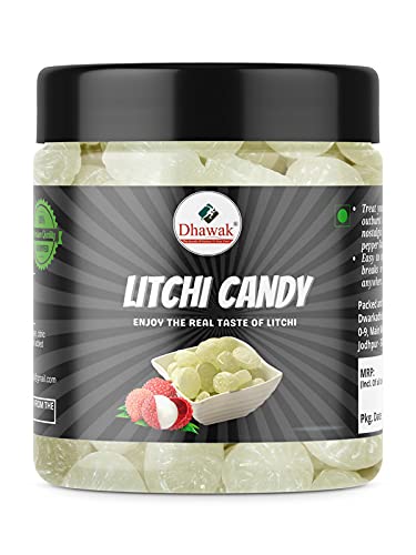 Dhawak Litchi Flavour Candy 400gms |Jar Pack|