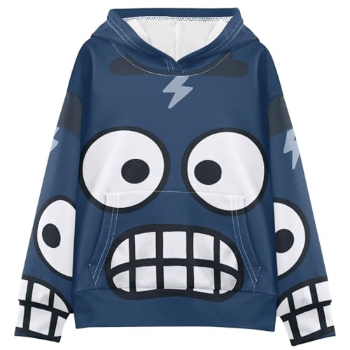 GuoChe Sudaderas unisex con capucha para niños y niñas, con bolsillos, talla 4-14, Storm Cloud Anxious Look, 13-14 años