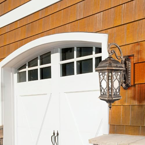 Image of Retro Brass Waterproof Outdoor Wall Light with Water Glass | Exterior Wall Sconces Dimmable, Quick & Easy Installation for Garage Porch Doorway