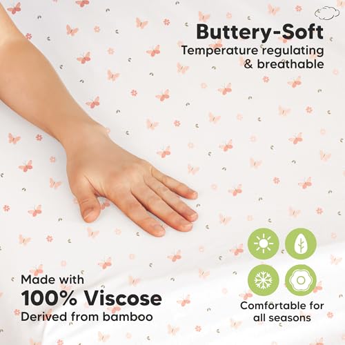 pack and play sheets fitted - 2-pack mini crib sheets for pack n play mattress 38x26 soft amp cozy neutral toddler playard bedding snug fitted mini baby crib mattress cover boy girl butterflies