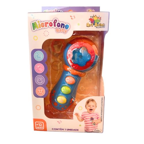 Brinquedo Microfone Musical Para Bebê Com Som E Luz (Azul)