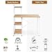 Tangkula Computer Desk with 4 Tier Shelves, Writing Desk Study Desk, Compact Computer Desk Workstation with X-Shaped Metal Frame & Adjustable Foot Pads, Home Office Desk (Natural)