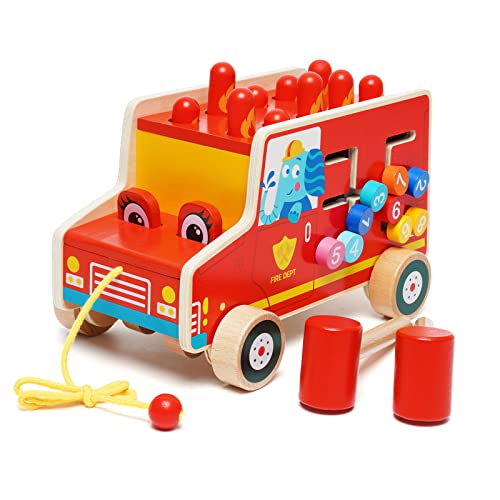Produktbild von Driven Micro Feuerwehrauto 19 Cm Mit Ausfahrbarer Leiter, Lichtern Und Tönen – Feuerwehr Spielzeugauto Mit Geräuschen, Funktionen – Spielzeug LKW Ab 3 Jahren