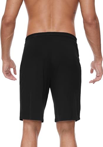 WiWi Viscose from Bamboo Pajamas Shorts for Men Soft Knit Pajama Sleep Bottoms Summer Pj Short Pants S-XXL, Black, Medium4