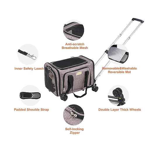 Vevor CAT CARRIER WITH WHEELS 25LBS Airline Approved Pet Carrier thumb #6