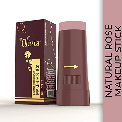 Image of Olivia Instant Waterproof Makeup Stick with SPF 12-04 Natural Rose | 3-in-1 Foundation, Concealer & Moisturizer | Sweatproof, Long-Lasting Base Makeup | Evens Skin Tone & Hides Blemishes