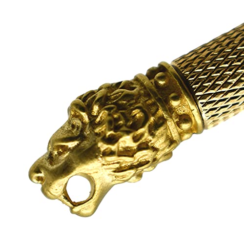 Lopenle 1 Pcs Solid Brass Pen Lion Pens Classic Metal Pen Heavy Lion Head Pen With 12Pcs Replaceable Rollerball Pen Refills For Men Or Women Office Family Gifts. #TOP3