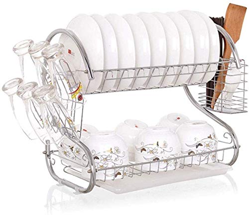 Abtropfflächen Geschirrspüler, 2-lagiger Geschirrkorb, einfach zu installierende abnehmbare Küchenablaufplatte, Geschirr-Trockenkorb,
