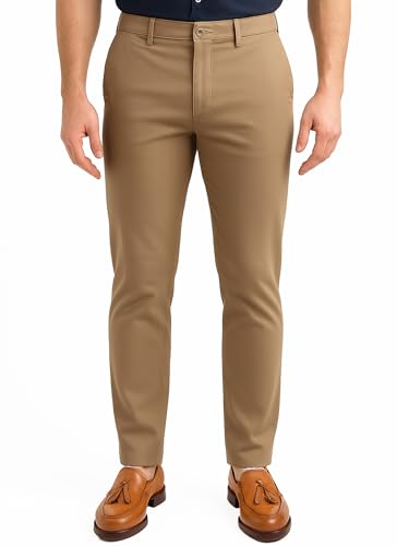 Arber Men's Slim-Fit Stretch Chinos, 97% Cotton/3% Elastane, Flat Front, Breathable, Machine Washable; Gray, Blue, Beige. - Main Image