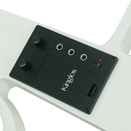 Image of Kinglos. Visual-Art Advanced Electric Violin 4 /4 Full Size Ebony Fittings | Incl. Case Bow Shoulder Rest Aux Cable Spare Bridge Strings - Solid Wood White Coloured Silent Fiddle Kit for Adults Beginner
