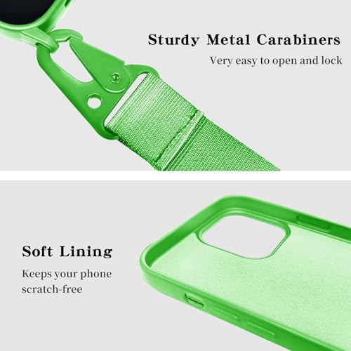 Image of Compatible with iPhone 15 Plus Case with Lanyard Crossbody iPhone Case with Strap Adjustable Shockproof Drop Protection Silicone Phone Cover for iPhone 15 Plus 6.7'' Neon Green