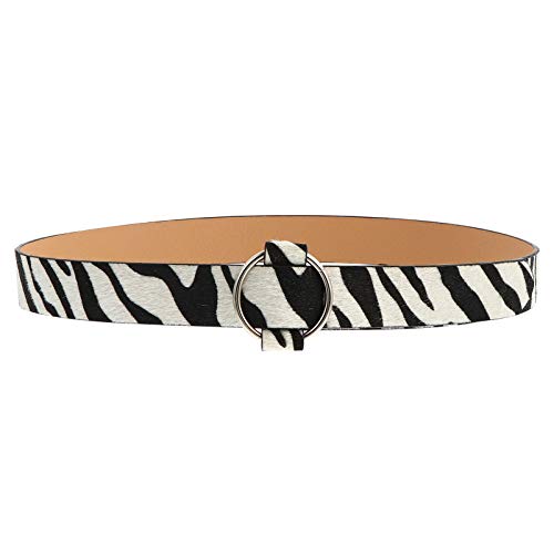 ABOOFAN Zebra Pattern Belt for Women Imitation Leather Wide Waist Belt with Round Buckle for Casual Wear Parties and Dance