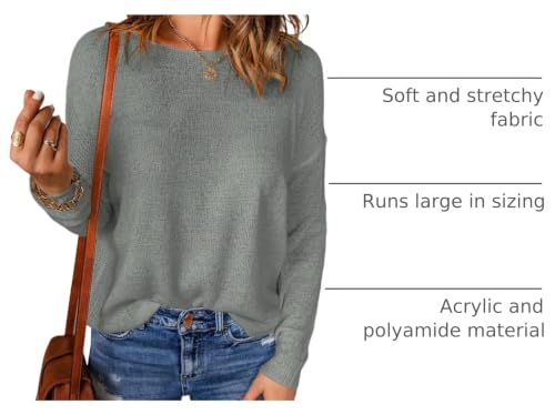 Image of Acelitt Womens Casual Lightweight Long Sleeve Crewneck Knit Shirts Tops, S-XXL