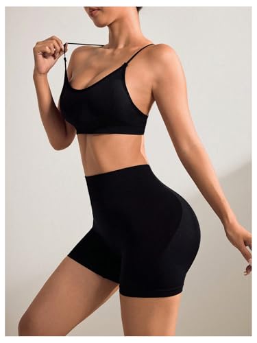 SOLY HUX Workout Sets for Women 3 Piece Outfits Seamless Sports Bra and High Waisted Shorts with Bolero Crop Top3