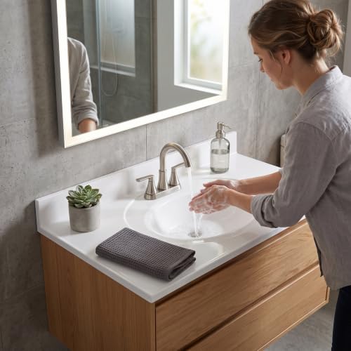 Image of Fine Fixtures Cultured Marble Composite Bathroom Sink Top - Fits Standard 36 inch Vanity | Elegant and Durable Bathroom Sinks for Modern Homes - Upgrade Your Space - Perfect for Any Bathroom Design