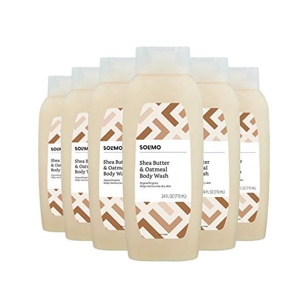 Amazon Brand - Solimo Shea Butter and Oatmeal Body Wash, 24 Fl Oz (Pack of 6)