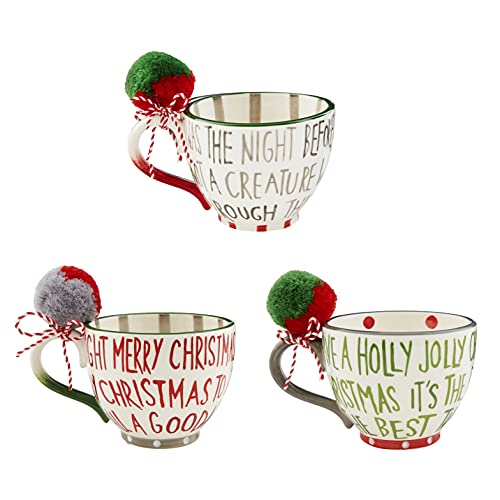 Taza navideña pintada Mud Pie verde 16 oz miniatura 2