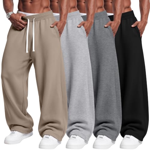 August Alley 4 Pack Men's Open Bottom Sweatpants with Pockets L 4Color