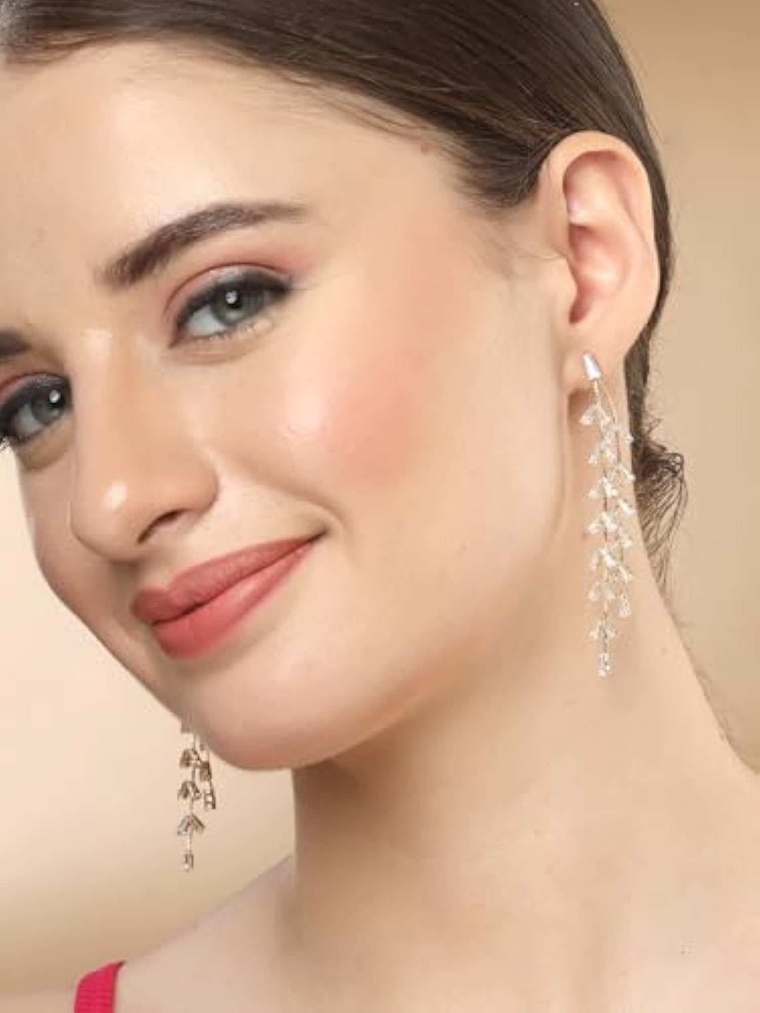 Contemporary Drop Earrings, Elegant Gold-Plated Design