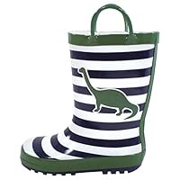 Hudson Baby Kids Rain Boot, Dino Stripe, 4 US Unisex Toddler