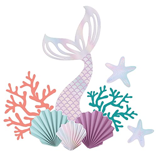 amscan - Amscan 9914396 - Mermaid Tales Kids Birthday Party Assorted Card Cut-Outs Wall Decorations - 8 Pieces