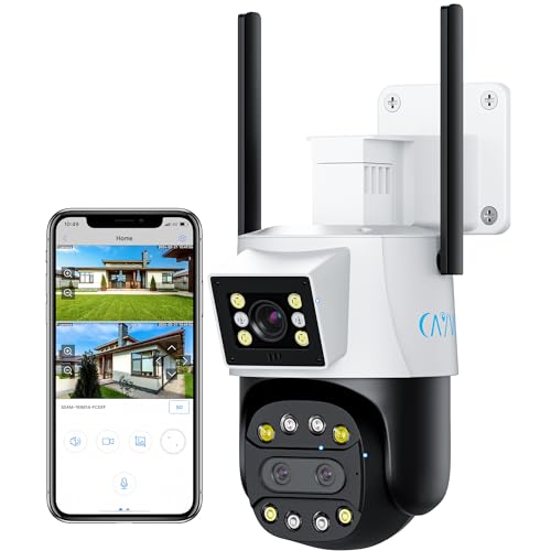 CAYVIS Camera Surveillance WiFi Exterieure, PTZ Caméra IP Extérieur/Intérieur WiFi 1080P Caméra, Détection de Forme Humaine Mouvement,Vision Nocturne Couleur 20M,...