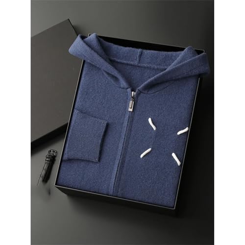 Mens Thick Cardigan Hooded Zippers Sweater Casual Air Layer Outerwears 100 Percent Cashmere Knitwear Winter Top 5