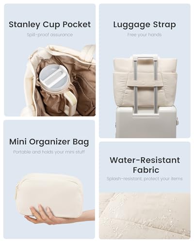 LOVEVOOK Tote Bag for Women,Large Puffer Work tote bag for 15.6In Laptop Teacher Nurse,Shoudler Bag for Travel,Daily4