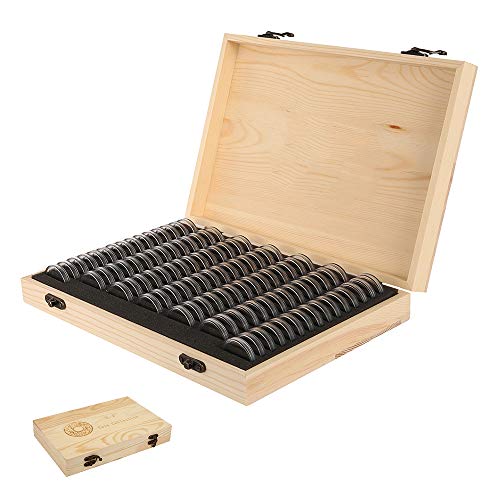 Caja de almacenamiento de monedas de madera con 100 ranuras y cerradura miniatura 4