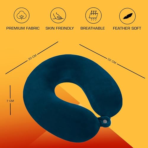 Image of PAVILONN U-Shape Memory Foam Neck Pillow for Travel | Soft Flight Cushion for Airplane, Car & Train | Lightweight Portable Travel Essential for Men, Women & Kids (Blue)