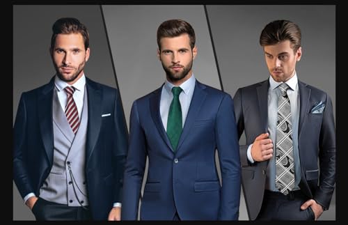 Image of HISDERN Mens Ties Extra Long Tie and Pocket Square Set 63 Inch XL Tie Pack Collection Present Box Necktie Lot 3 PCS