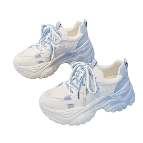 Women's Y2K Cloud Walker Platform Sneakers Cute Pastel Chunky Dad Shoes | Teen Girls Korean Ulzzang Fashion | Extra Height Blue/Pink Gradient Aesthetic