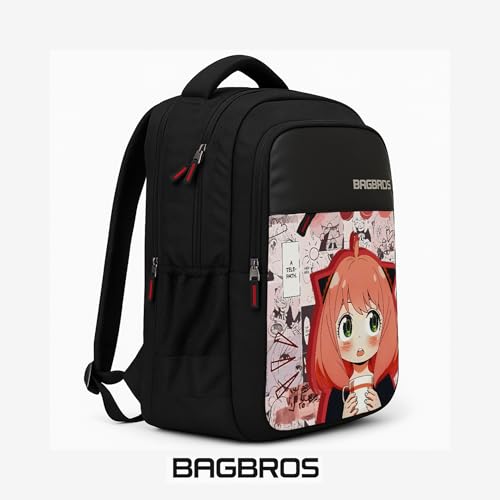 Image of Bagbros Anime Printed Backpack | 30L Spy x Family Cute ANYA Backpack | Multi-Storage Designer Laptop Backpack, School Bag, College Bag (Pink)
