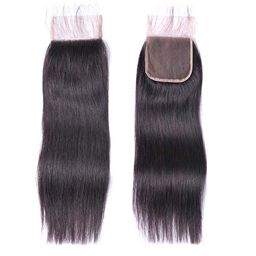 ALLRUN Hair Brazilian Straight Human Hair Lace Closure (16inch) 4×4 Lace Closure 100% Brazilian Human Hair Lace Closure Natural Color Free Part