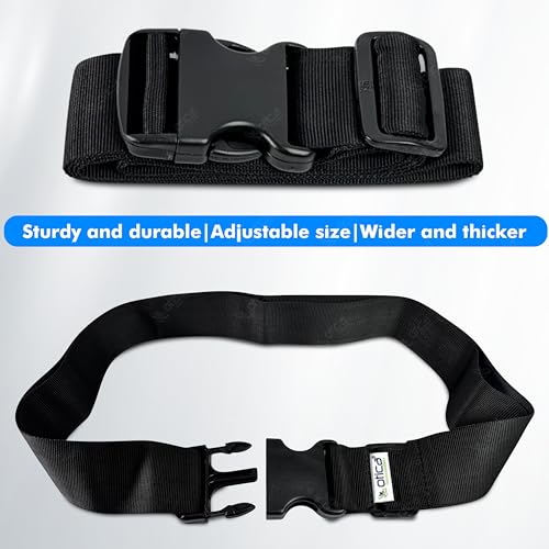 Image of OTICA Wheelchair Safety Strap Seat Belt, Adjustable Length - Black Anti-Slip and Anti-Fall Wheelchair Fixation Belt, Extra Long Size-Suitable for Obese People (Buckel belt)